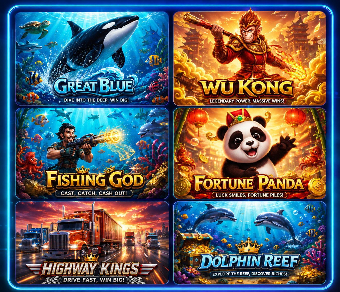 Popular MEGA888 slot and fishing games lobby